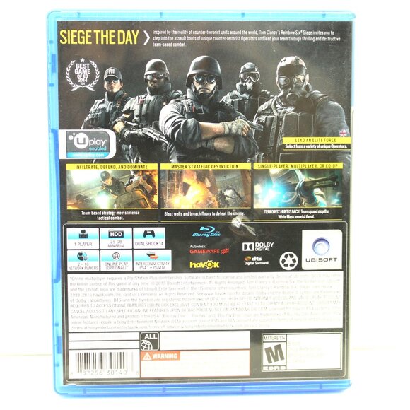 Tom Clancy's Rainbow Six Siege (PlayStation 4, 2015) PS4 Game & Case Tested! - Picture 3 of 6